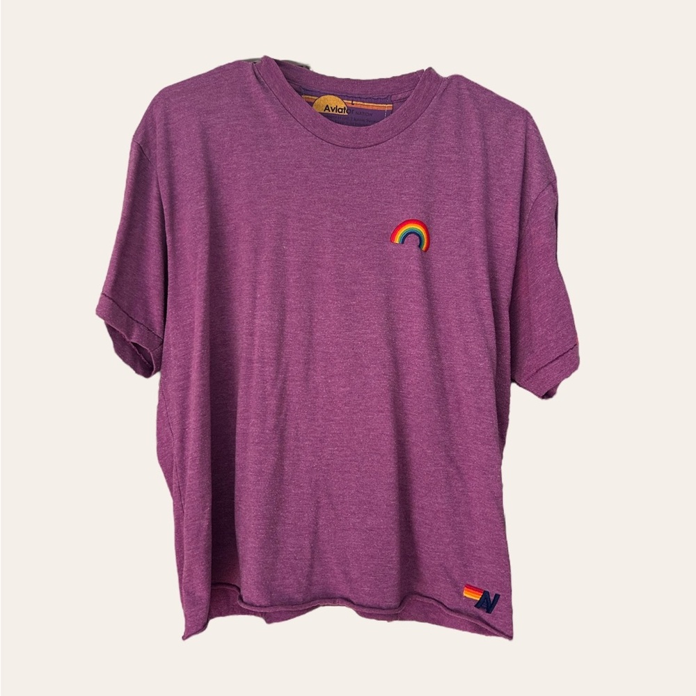 Aviator Nation Rainbow Embroidery Boyfriend Tee